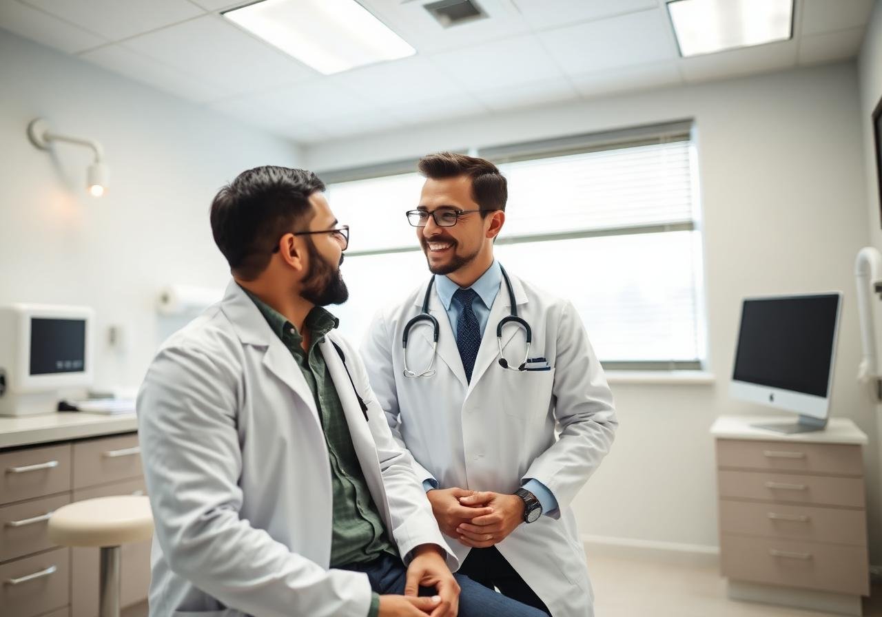 Paciente recibiendo orientación de urología en clínica hispana en Houston